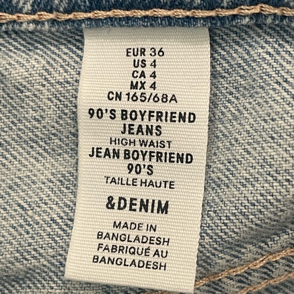 H&M & Denim 90’s Boyfriend Hi Rise Loose Fit Torn Denim Size 4 - Picture 7 of 13